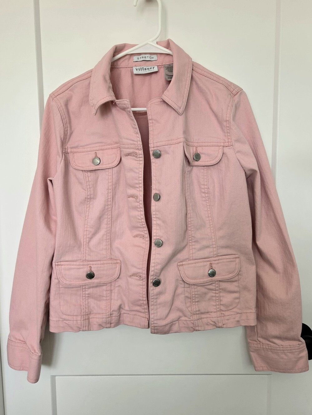 Liz Claiborne Villager Pink Jean Jacket with Button Front. Size 12. #SW